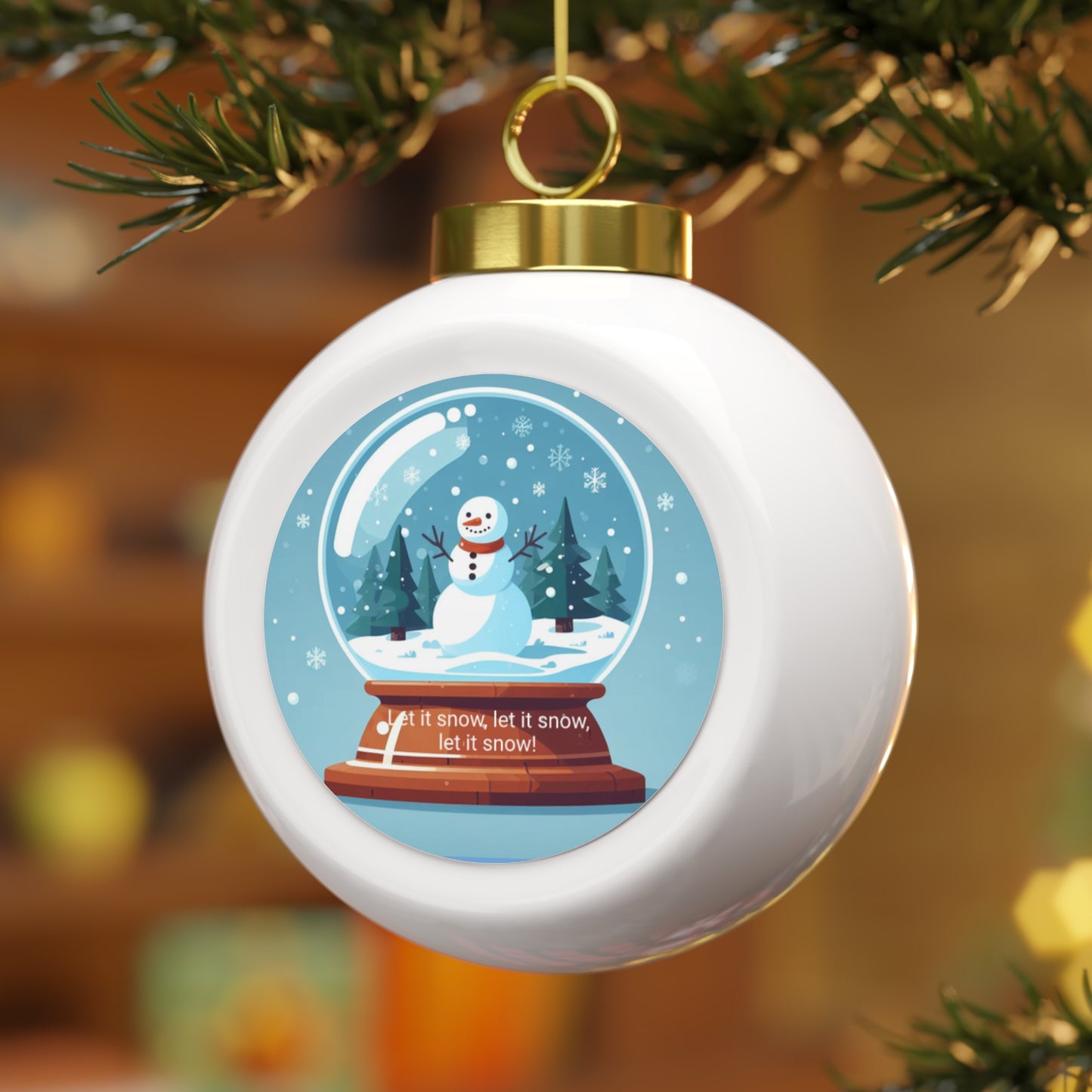 Let it snow, let it snow, let it snow - snow globe Snowman - Personalized Christmas Ball Ornament