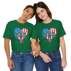 Red White and Blue Heart with Jets Graphic, Unisex Jersey Short Sleeve Tee