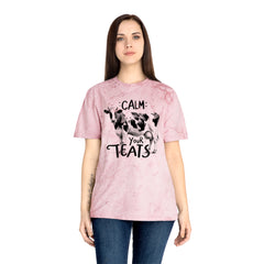 Calm Your Teats Cow Graphic Unisex Color Blast T-Shirt