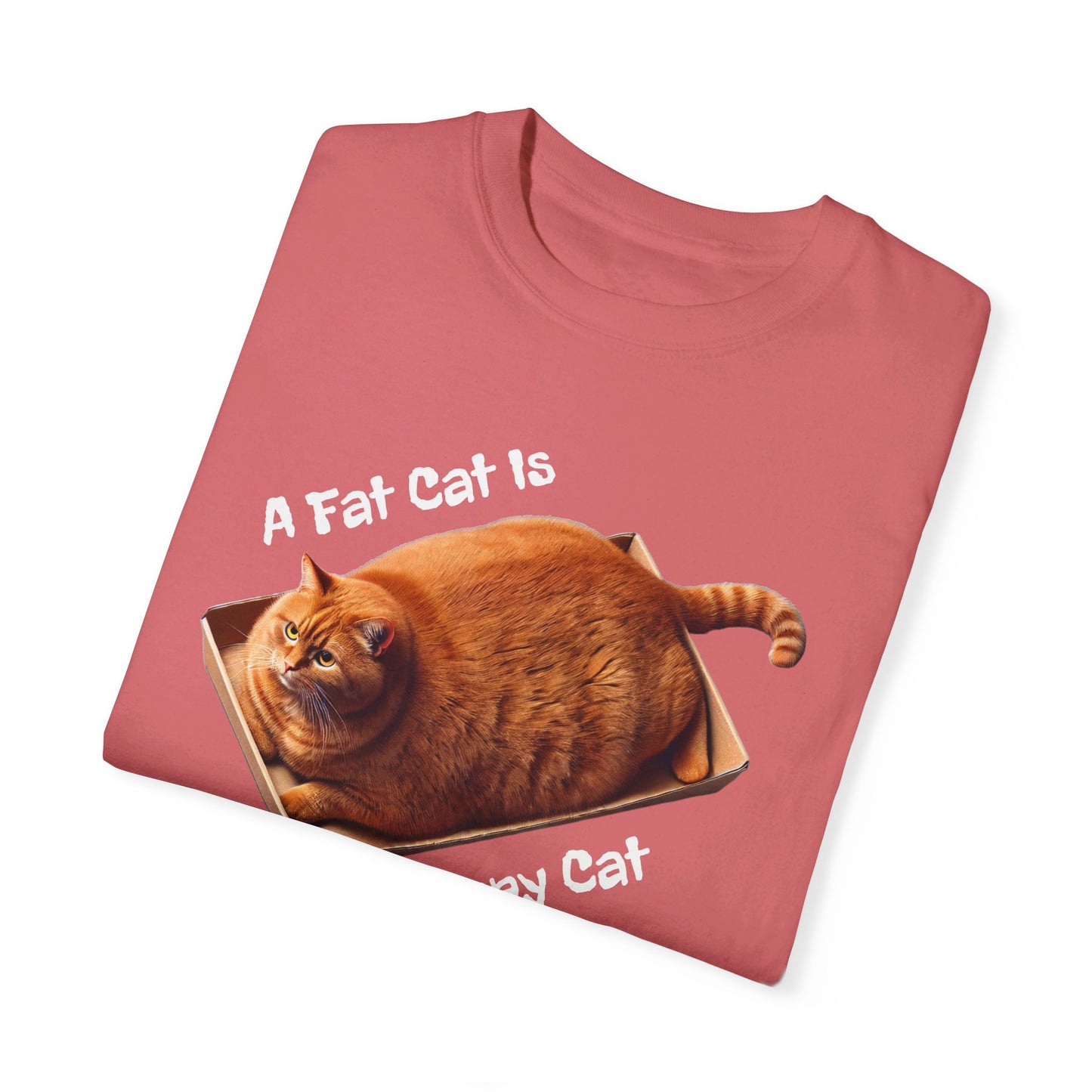 A Fat Cat Is A Happy Cat - Graphic Unisex Garment-Dyed T-shirt