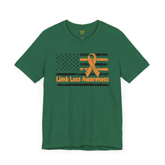 Limb Loss Awareness Flag - Unisex Short Sleeve Tee,Amputee Awareness,Gift For Him,Gift For Her,Unique Amputee Gift,Awareness Ribbon