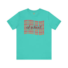 100 Days of School - Unisex Short Sleeve Tee | Elementary School Holiday, Teacher Apparel, Kids Motivation, Days Checked Off