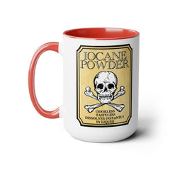 IOCANE Powder label with skull and crossbones Don't have a cup of coffee with Vizzini / Princess Bride / 80s Movies / Two-Tone Mugs, 15 oz.