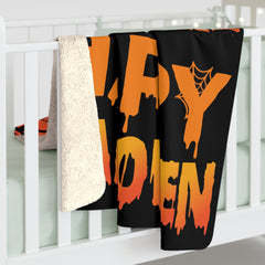 Happy Halloween Spooky House - Graphic Sherpa Fleece Blanket