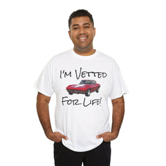 Red Corvette Summer Unisex Tee - I'm Vetted For Life Front and Back Image T Shirt