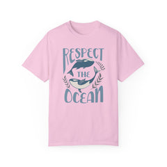 Whales, Respect The Ocean -  Graphic Unisex Garment-Dyed T-shirt