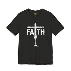 Faith Cross Prosthetic Leg T‑Shirt — Amputee Inspirational Christian Tee