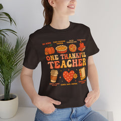 One Thankful Teacher T‑Shirt – Fall and Thanksgiving  Teacher Appreciation Tee