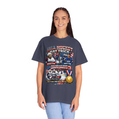 Hockey Hat Trick T-Shirt — USA Men's, Women's & Paralympic Gold Tribute 2026