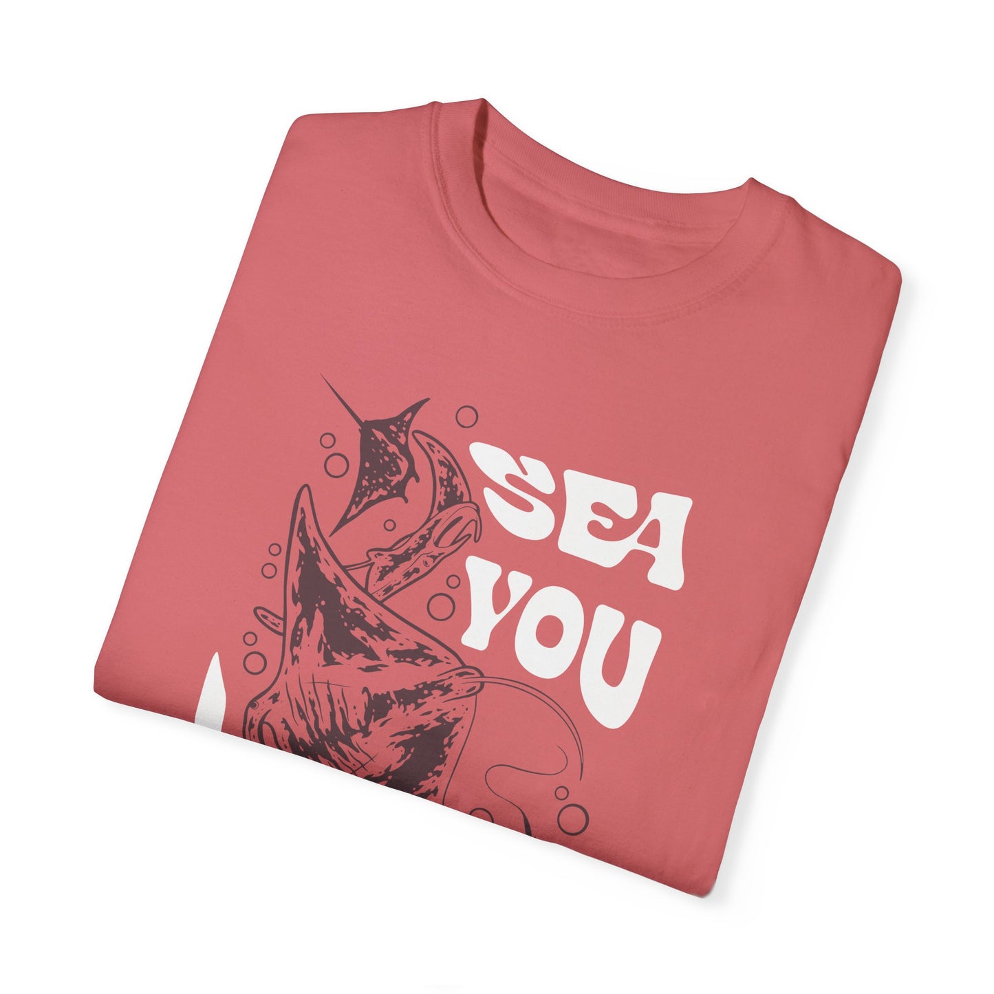 Manta Rays, Sea You Later -  Graphic Unisex Garment-Dyed T-shirt