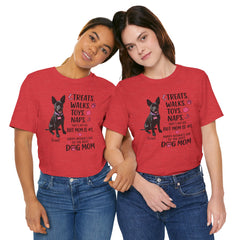 Personalized Your Dog and its name Mother's Day T-Shirt — 'Treats. Walks. Toys. Naps.