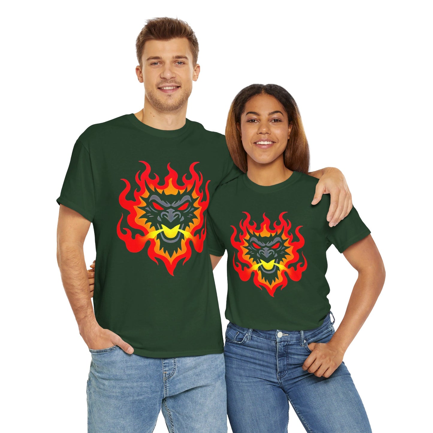 Flaming Fire Dragon - Graphic Unisex Heavy Cotton Tee