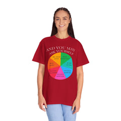 Motivational Talking Head Unisex Garment-Dyed T-Shirt - "And You May Ask Yourself"