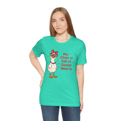 Teacher Valentine T-Shirt — "My Class Is Full of Sweet Hearts" Cute Duck Design