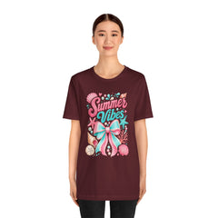 Summer Vibes Tee — Pastel Seashell Bow Beach T-Shirt