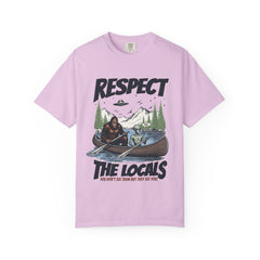 Bigfoot and Alien Outdoor Canoe Adventure - Respect The Locals T-Shirt