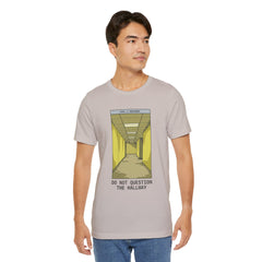Do Not Question The Hallway T-Shirt — Retro Yellow Corridor Graphic Tee
