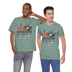 All American Boy With Eagle Graphic, Unisex Jersey Short Sleeve Tee