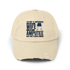 Amputee humor cap, Super Hero Wife Of An Amputee, distressed hat, funny amputee cap, amputee awareness gift, recovery encouragement gift