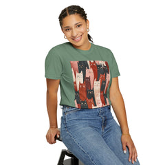 Cute Cat Print Unisex Garment-Dyed T-Shirt - Comfort Colors Soft Perfect for Animal Lovers and Casual Days
