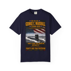 USS George C. Marshall SSBN-654 Submarine T-Shirt — "Don't Fight the Problem, Decide It" Patriotic Navy Tee