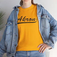 Akron Unisex Heavy Cotton Tee - Retro Dunder Mifflin Design for Nostalgic Fans