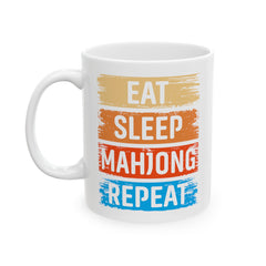 Eat Sleep Mahjong Repeat mug, funny mahjong gift, ceramic mug, 11oz mug,15oz mug, gift for player, mahjong lover gift, gift for her
