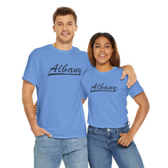 Albany Unisex Heavy Cotton Tee - Retro Dunder Mifflin Design for Nostalgic Fans
