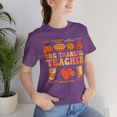 One Thankful Teacher T‑Shirt – Fall and Thanksgiving  Teacher Appreciation Tee