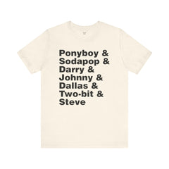 The Outsiders Shirt, Greasers Characters Shirt, Unisex Jersey Short Sleeve Tee