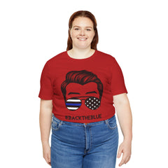 BACK THE BLUE Dad with Glasses, Graphic Unisex Short Sleeve Tee