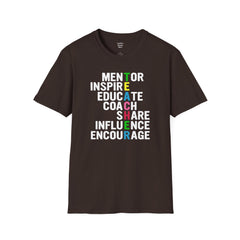 How Do You Spell TEACHER,Unisex T Shirt,Mentor,Inspire,Educate,Coach.Share,Influence,Encourage,Educator apparel,School wear,Teacher apparel