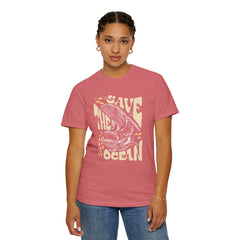 Whales, Save The Ocean -  Graphic Unisex Garment-Dyed T-shirt