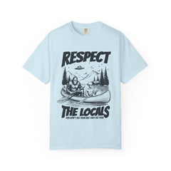 Bigfoot and Alien Outdoor Canoe Adventure - Respect The Locals T-Shirt