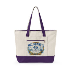 Feeling Nauti Canvas Tote — Hempstead Bay Sailing Club Nautical Zippered Beach Bag for Sailing Lovers