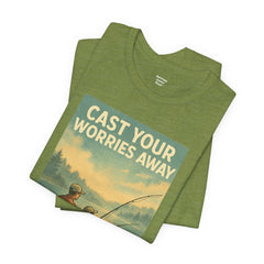 Relaxing Fishing Tee - Cast Your Worries Away, Unisex Casual Shirt, Perfect Gift for Dad, Outdoor Lovers, Fishing Trips, Summer Vibes