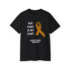 Her Fight Is My Fight Limb Difference Awareness - Unisex Ultra Cotton Tee | Amputee, Leg Amputee. Arm Amputee, Prosthetic Wearer Gift,