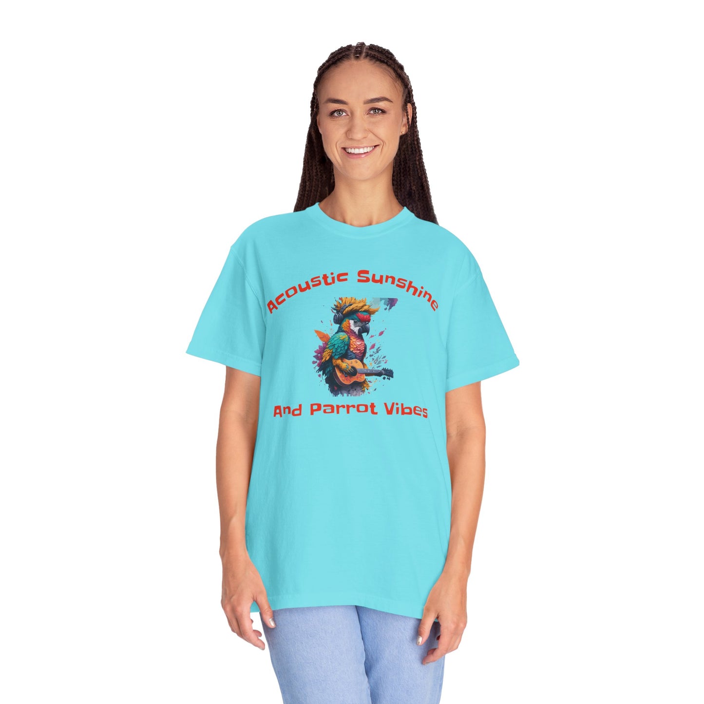 Acoustic Sunshine And Parrot Vibes - Unisex Garment-Dyed T-shirt