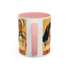 Mug - Vintage He Joined The Submarine Service Unique Tri Panel Image Accent Coffee Mug (11, 15oz)
