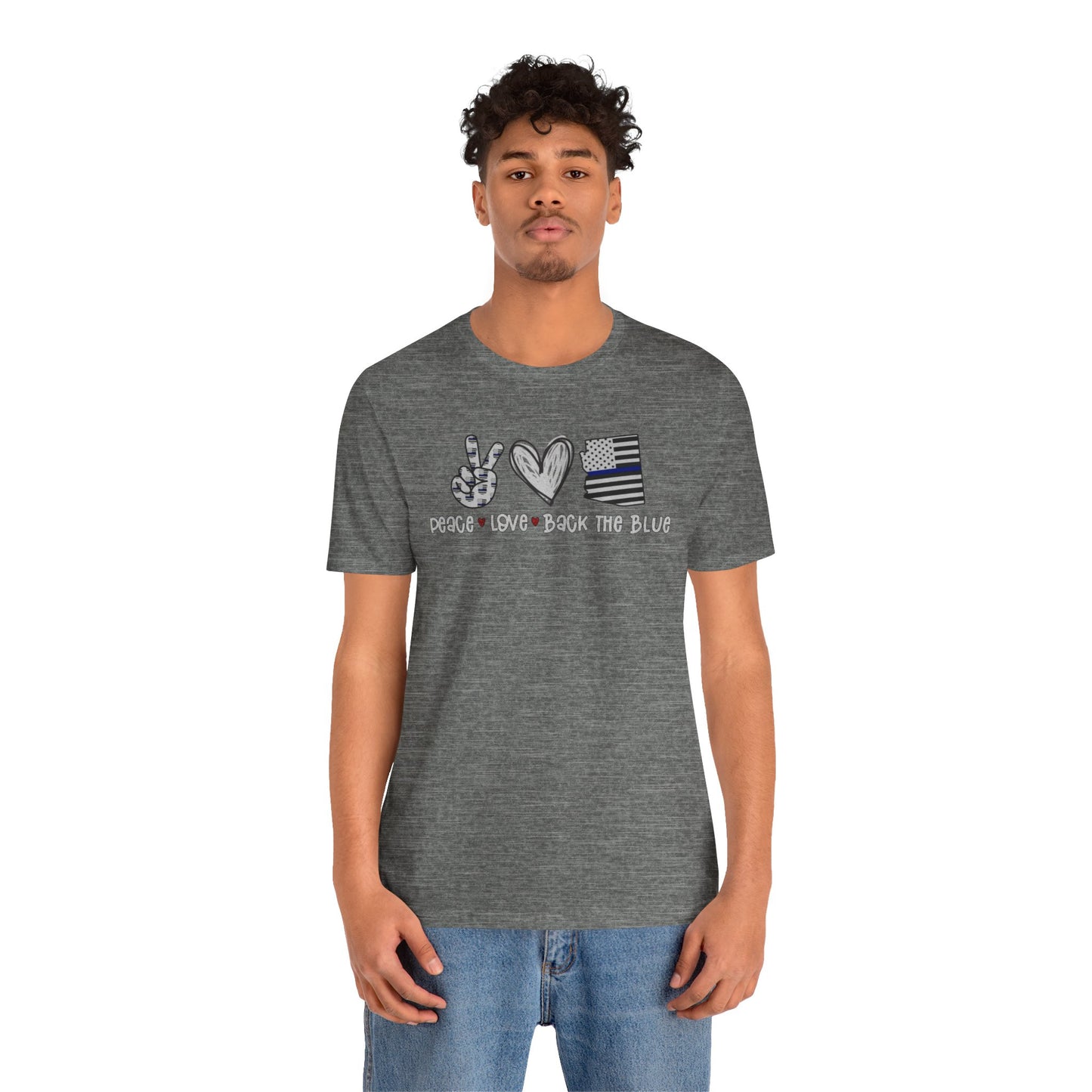 Peace Love Back The Blue in Alaska, Graphic Unisex Short Sleeve Tee