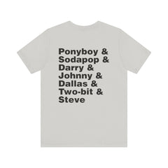 The Outsiders Shirt, Front and Back Images, Greasers Characters Shirt, Unisex Jersey Short Sleeve Tee