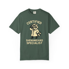 Certified Shenanigans Specialist T-Shirt | Funny Unisex Tee, Casual Wear, Gift for Raccoon Lovers, Cute Animal Shirt, Quirky Apparel