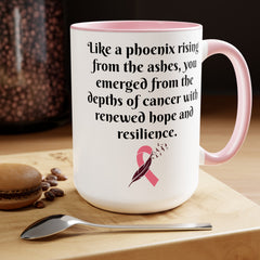 Phoenix mug, cancer survivor gift, hope mug, resilience gift, awareness mug, survivor coffee cup, cancer recovery gift, phoenix rising mug