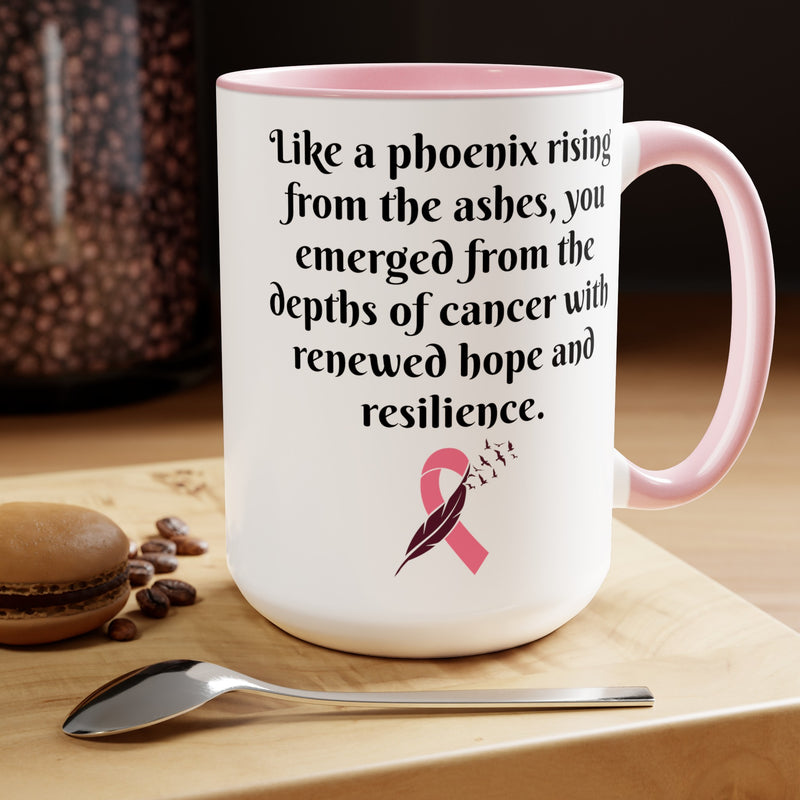Phoenix mug, cancer survivor gift, hope mug, resilience gift, awareness mug, survivor coffee cup, cancer recovery gift, phoenix rising mug
