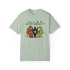 Cryptid Group Therapy Bigfoot, Mothman and Loch Nessie Unisex T-Shirt, Funny Graphic Tee, Gift for Cryptid Lovers, Quirky Casual Wear, Cool Humor Shirt