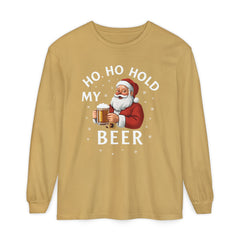 Festive Santa Claus Long Sleeve T-Shirt - "Ho Ho Hold My Beer"