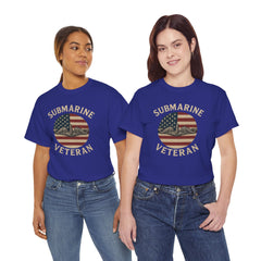 Submarine Veteran American Flag Tee | Unisex Heavy Cotton T-Shirt, Military Apparel, Veteran Gift, Patriotic Top, Casual Wear