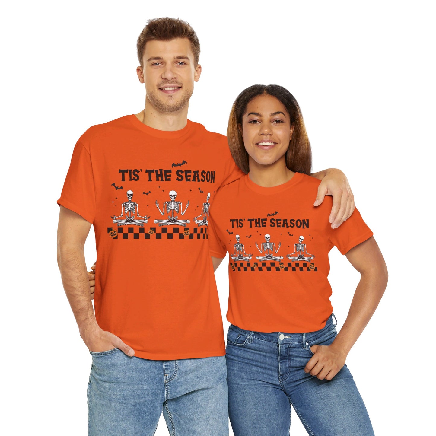 Tis The Season Skeletons Halloween - Graphic Unisex Heavy Cotton Tee