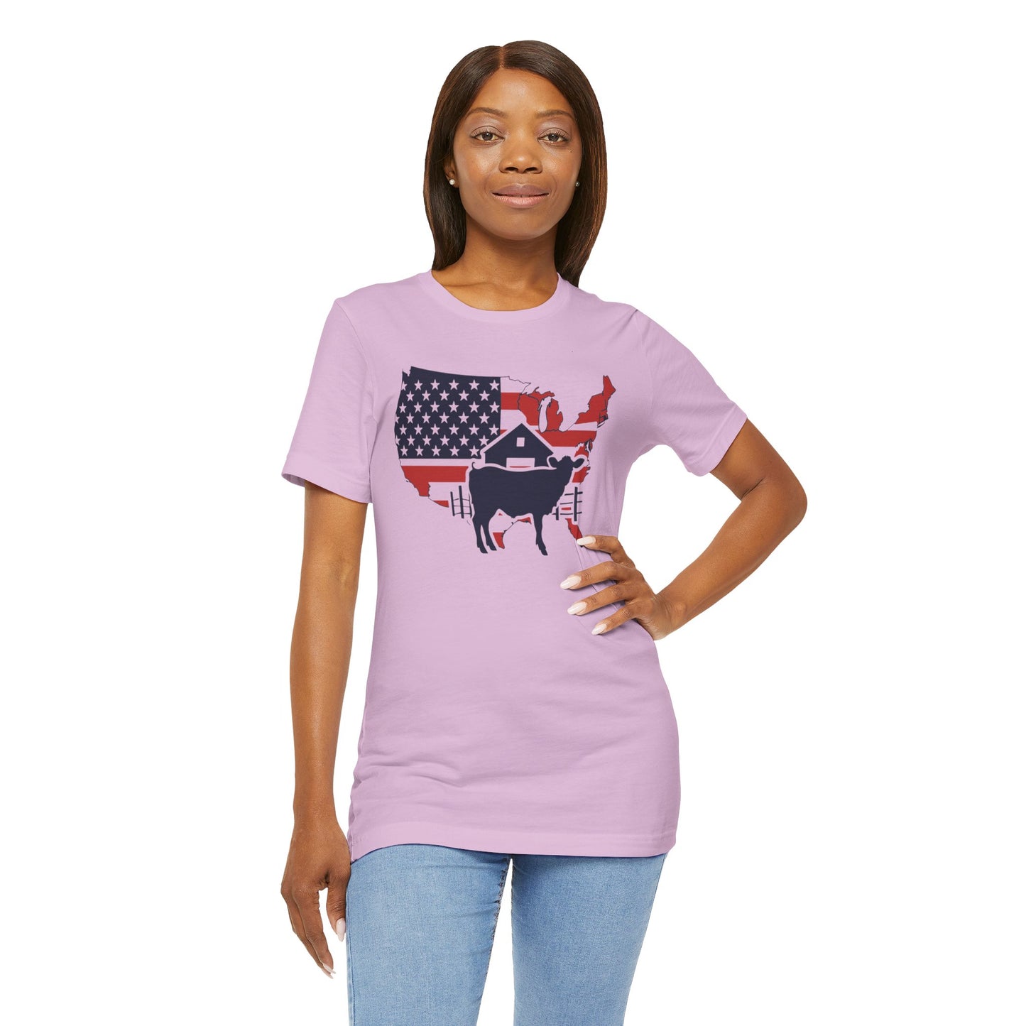 Red White and Blue Farmer Graphic, Unisex Jersey Short Sleeve Tee