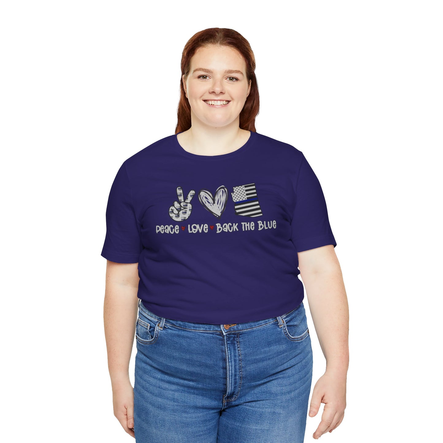 Peace Love Back The Blue in Alaska, Graphic Unisex Short Sleeve Tee